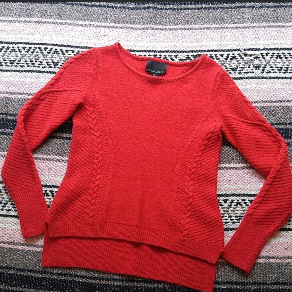 Red Cynthia Rowley Wool Sweater; Size S